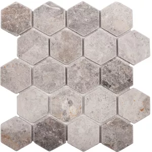 Мозаика Starmosaic Hexagon VLg Tumbled нат. мрамор серый 30,5x30,5 см