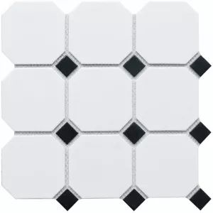 Керамическая мозаика Starmosaic Octagon big White/Black Matt 30х30 см