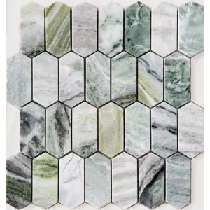 Мозаика из натурального камня LeeDo Ceramica Pietrine Hexagonal Onice Verde oliva Pol long hex 30,4х27,8 см