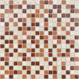 Мозаика из стекла и натурального камня Caramelle Mosaic Baltica бежево-коричневый 30,5x30,5 см