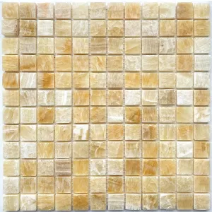 Мозаика Pixel mosaic Оникс Honey onyx чип 23x23 мм сетка Полированная Pix 306 30,5х30,5 см