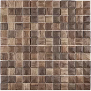 Стеклянная мозаика Vidrepur Wood Edna dark blend 31,7х31,7 см