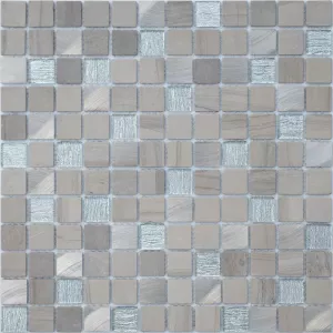 Мозаика из стекла и натурального камня LeeDo Ceramica Grey Velvet серебристый 29,8x29,8 см