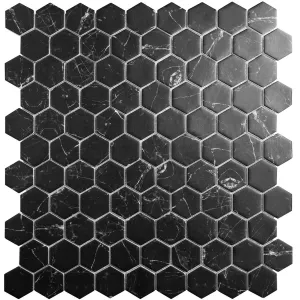 Стеклянная мозаика Vidrepur Supreme Hex marquina 31,7х30,7 см