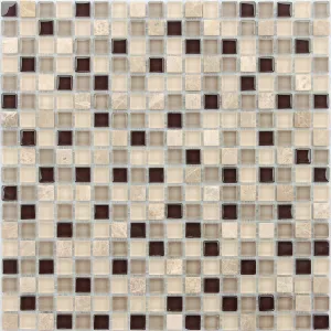 Мозаика из стекла и натурального камня Caramelle Mosaic Island бежево-коричневый 30,5x30,5 см