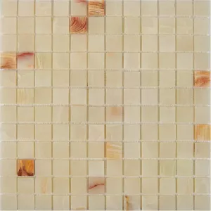 Мозаика Pixel mosaic Оникс White onyx чип 23x23 мм сетка Полированная Pix 203 30,5х30,5 см