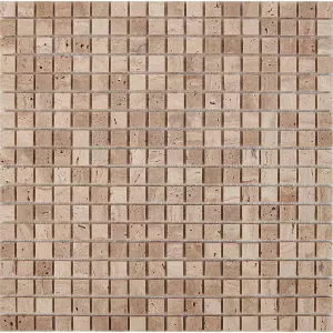 Мозаика Pixel mosaic Травертин Travertine чип 15х15 мм сетка Матовая Pix259 30,5х30,5 см
