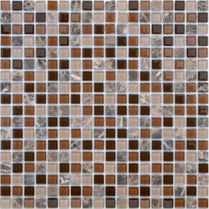 Мозаика из стекла и натурального камня Caramelle Mosaic Andorra коричневый 30,5x30,5 см