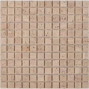 Мозаика Pixel mosaic Травертин Travertine чип 23х23 мм сетка Матовая Pix 258 30,5х30,5 см
