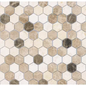 Мозаика из натурального камня LeeDo Ceramica Pietra Mix 1 MAT hex бежево-коричневый микс 28,5x30,5 см